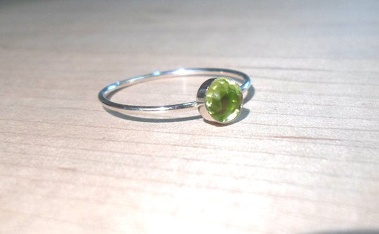 Peridot Ring, Sterling Silver Peridot Ring, Peridot Stacking ring, August Ring, silver stacking ring, August Birthstone ring