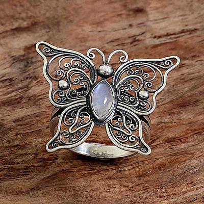 Rainbow Moonstone ButterflyRing