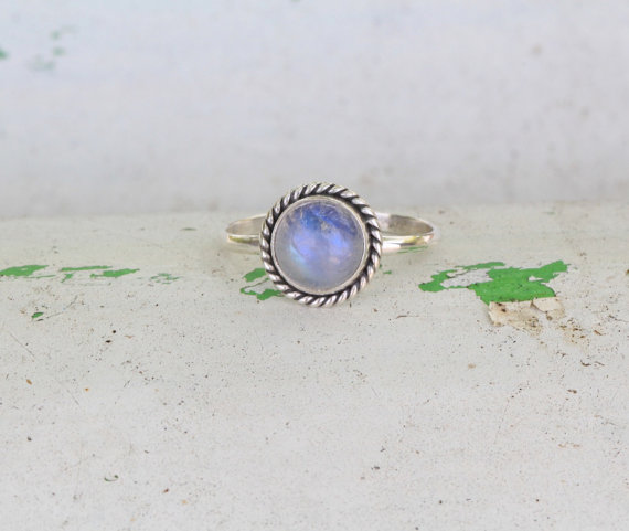 Rainbow Moonstone Simple Rope Ring, 925 Sterling Silver Gemstone Ring, Personalized, Twist, Small Ring, Stacking Ring, Womens ring