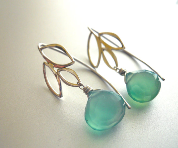 Seafoam Chalcedony Leaf Earrings, Gemstone Earrings, Sea foam Earrings, Seafoam Earrings, Black Friday