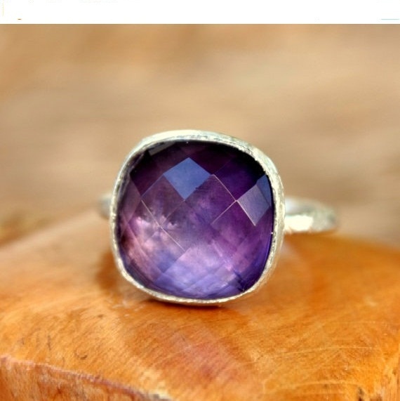 Silver Amethyst Ring - Gemstone Ring - Natural Amethyst Ring - Purple Ring