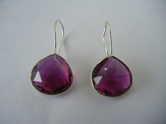Silver Plated Bezel Set Hydro Quartz Earrings -Gemstone Earrings