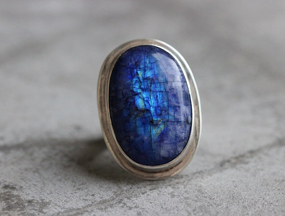 Buy Statement Rainbow Moonstone Ring - Blue moonstone silver ring online at  aStudio1980.com