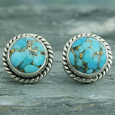 Sterling Silver Composite Turquoise Stud Earrings