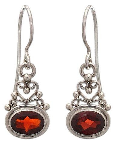 Sterling Silver Garnet Dangle Earrings, 'Indonesian Romance'