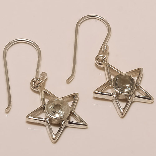 Sterling Silver Green Amethyst Earring