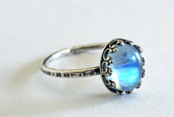 Sterling Silver Moonstone Ring, Stackable Ring, Victorian Gothic Ring, Gemstone Ring, Victorian Gothic Jewelry