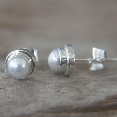 Sterling Silver Pearl Stud Earrings