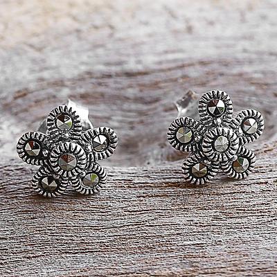 Sterling Silver and  Flower Stud Earrings