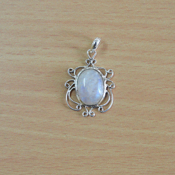 ainbow Moonstone Pendant - Oval moonstone - Gift for her Christmas Day - 925 Sterling Silver Pendant - rainbow moonstone jewelry