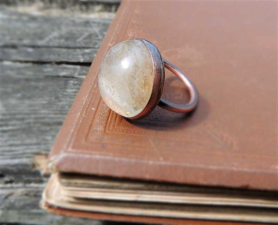 gemstone ring, stack ring, copper, quartz ring, gemstone rings, gemstone
