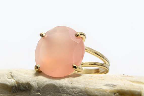 pink ring,round cocktail ring,vintage ring,summer ring,love ring,gemstone ring,prong setting ring
