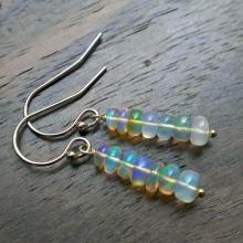 14k Gold Filled Opal Earrings ~ Genuine Opal Earrings Opal Dangle Earrings Natural Gemstone Earrings Ethiopian Fire Opal Earrings