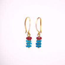 APATITE AND RUBY earring, apatite hieshi square earring, apatite stack earring, boho earring, ruby earring, apatite earring