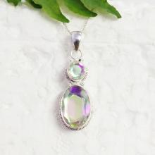 Amazing RAINBOW MYSTIC Gemstone Pendant - Birthstone Pendant - Fashion Beach Pendant - Handmade Pendant