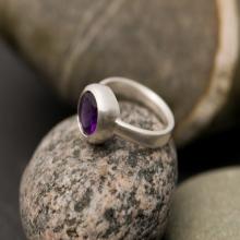 Amethyst Ring - Purple Amethyst Ring - Purple Gemstone Set in Sterling Silver.