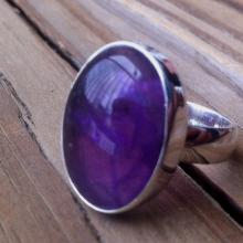 Amethyst Ring Bezel set Amethyst Oval Amethyst Ring Purple flash Amethyst Artisan Statement Ring 925 Sterling Silver