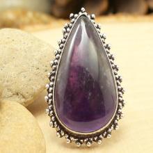 Amethyst Ring Sz 9, Silver Amethyst Ring, Statement Ring, Crystal Ring, Gemstone Ring, Boho Ring, Cocktail Ring, Purple