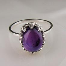 Amethyst Victorian Sterling Silver Stacker Ring