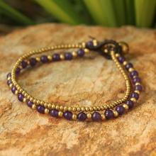 Amethyst and Brass Beaded Bracelet