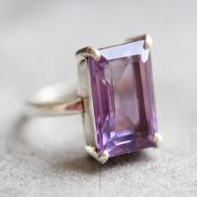Amethyst  Prong set ring  Gemstone ring