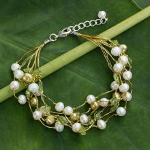 Artisan Crafted Peridot and Pearl Bracelet