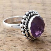 Artisan Crafted Sterling Silver and Amethyst Cocktail Ring, 'Enamored by Twilight'