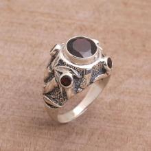 Bamboo-Themed Garnet Cocktail Ring