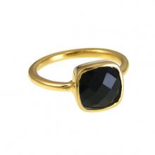 Black Onyx Ring - Black Spinel Ring - Bezel Set Ring - Gold Ring - Cushion Ring - Gemstone Ring - Stackable Ring - Bridesmaid ring