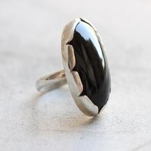 Black onyx artisan Ring - black onyx ring - Oval ring - Bezel ring - Artisan ring - Sterling silver