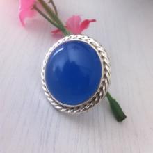 Blue Chalcedony Ring Aqua Blue Chalcedony Bezel Set Big Statement Blue Gemstone Ring 925 Sterling Silver Artisan Cocktail Blue Ring