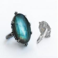 Blue Labradorite Ring blue stone ring Labratorite Jewelry blue gemstone Ring silver engagement ring solitaire girlfriend gift for women