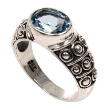 Blue Topaz Balinese Band Ring Sterling Silver