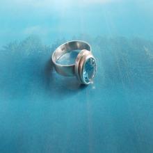 Blue Topaz Gemstone ring silver 925 jewelry. Faceted sky blue gem  ANELLO Argento 925 Topazio Azzurro. Gioielli argento pietre dure blu