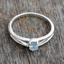 Blue Topaz Solitaire Sterling Silver Ring
