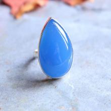 Blue chalcedony ring - cornflower Blue ring - Bezel ring - Gemstone ring - Gift for her- sterling silver