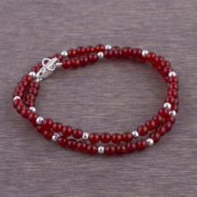 Carnelian and Sterling Silver Wrap Bracelet 