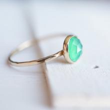 Chrysoprase Ring, Rose Gold Ring, Boho Jewelry, Dreamcatcher, Green Ring, 14k Gold Ring, Custom Ring, Made to Order, Stacking Ring, Gift