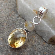 Citrine Pendant, Handmade Pendant, 925 Silver Pendant, Citrine Jewelry, Yellow Stone Pendant, Rutilated Quartz Pendant, Bezel Set Pendant