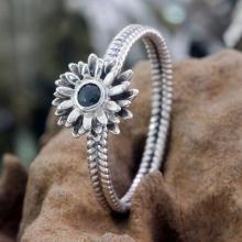 Floral Sterling Silver and Sapphire Ring