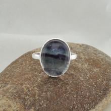 Fluorite Oval Gemstone Ring 925 Sterling Silver Ring