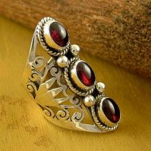 Garnet and Sterling Silver Cocktail Ring