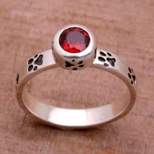 Garnet and Sterling Silver Single Stone