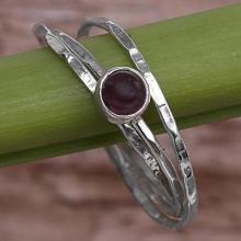 Garnet and Sterling Silver Solitaire Ring