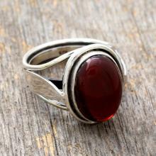 Garnet solitaire ring
