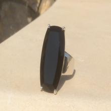 Gemstone Statement Ring, Black Onyx Silver Cocktail Ring, Rectangle Stone Ring, Gemstone Silver Ring