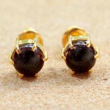 Gold Plated Garnet Stud Earrings 