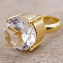 Gold Plated Quartz Single Stone