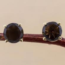 Gold Plated Sterling Silver Smoky Quartz Stud Earrings 