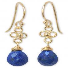 Gold Vermeil Lapis Lazuli Dangle Earrings, 'Four Petals'